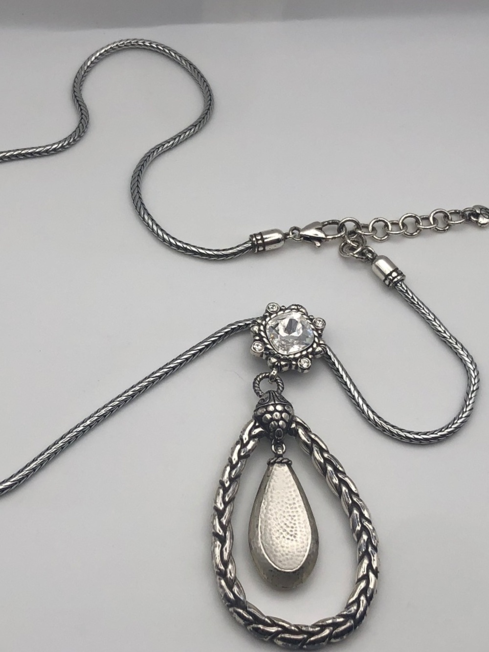 VTG Brighton Let Yourself Shine Necklace Teardrop Crystal Dangle Pendant 23"-25"